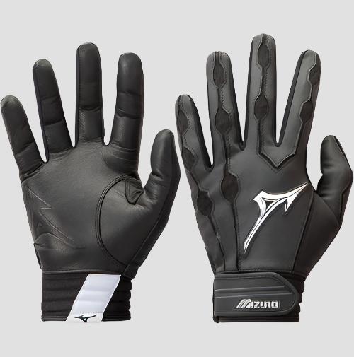 MIZUNO COVERT BATTING GLOVES BLACK ADULT K2 Baseball and Softball