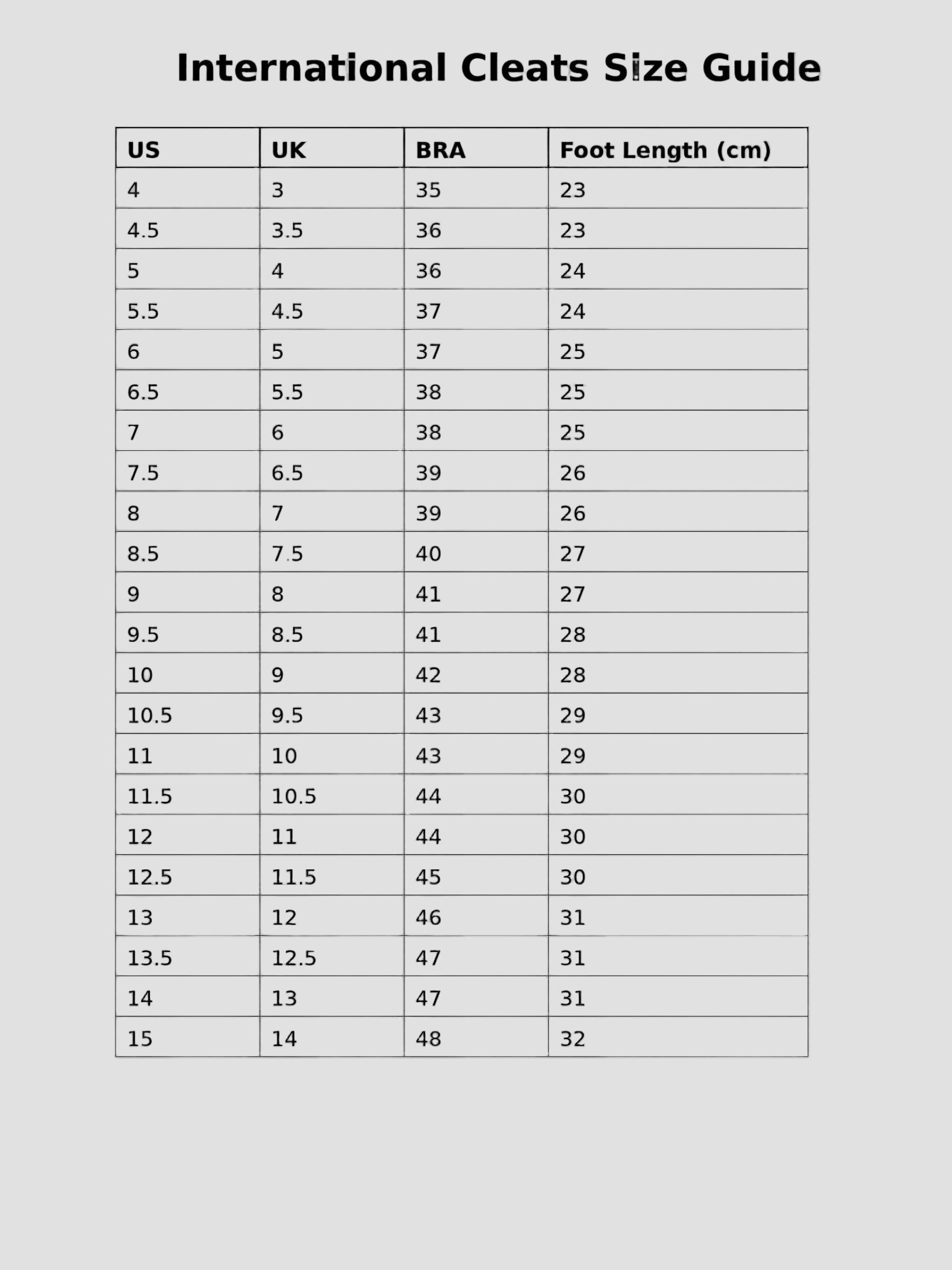 nike huarache women's size chart